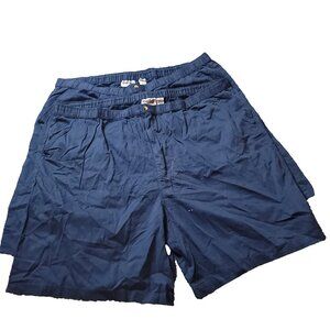 LOT OF 2 KingSize Shorts Men 4XL Big Tall Blue Khaki Bean Chino Flat Cotton 4XLT